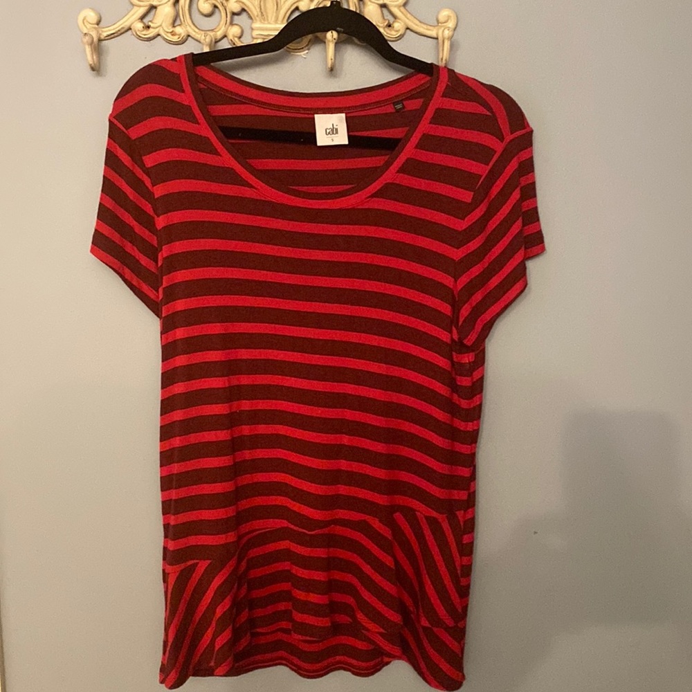Cabi sz small red/black striped top